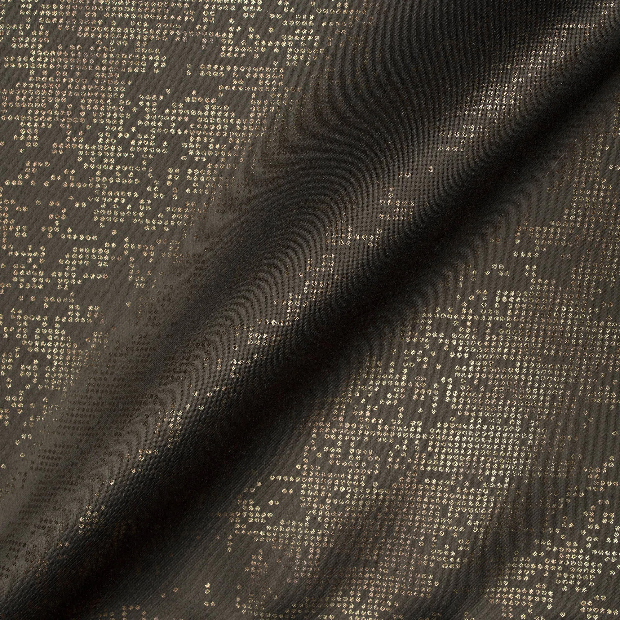 Metallic Brown Golden Dots Geometric Pattern Premium Curtain Fabric (Width 54 Inches)