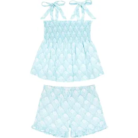 Minnow Plumeria Quilt Smocked Short Set