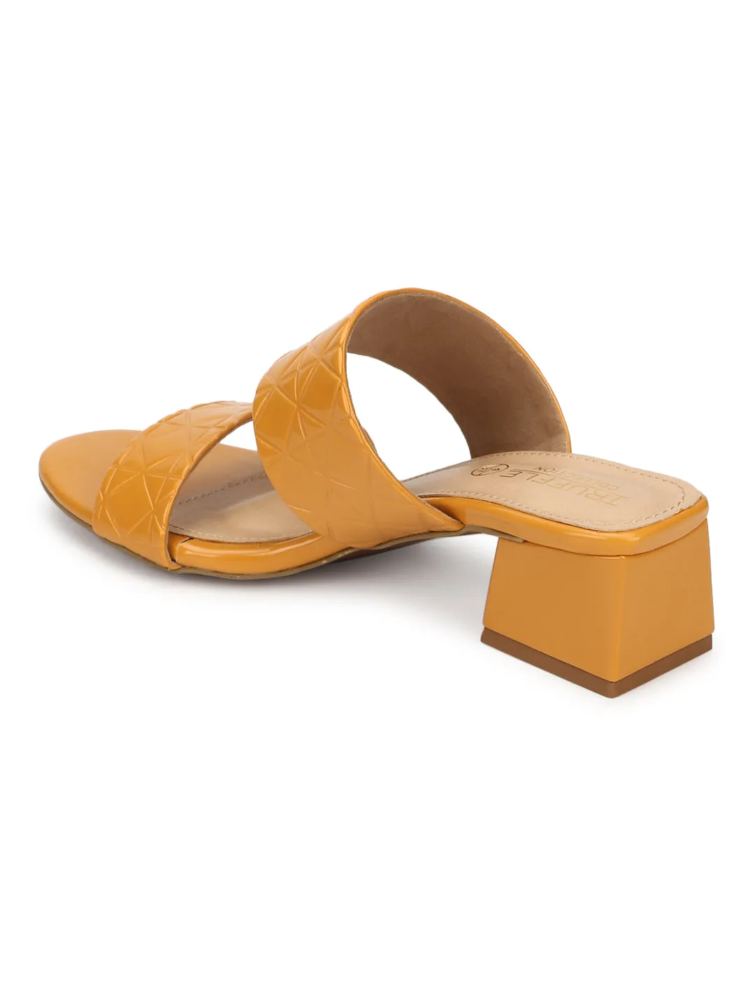 Mustard Patent Textured Low Heel Mules (TC-RLST21-MST)