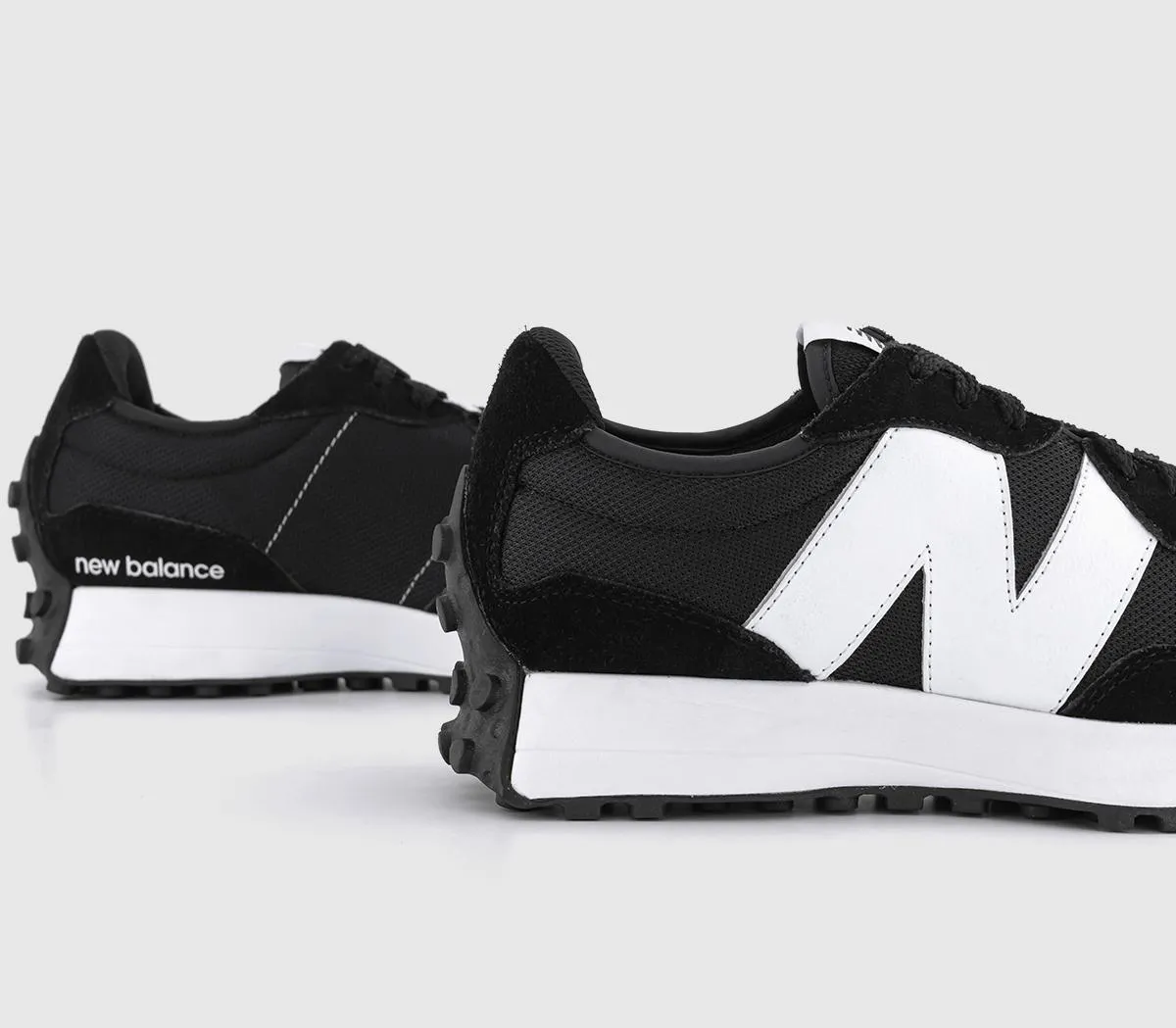 New Balance 327 Trainers  Black Black White