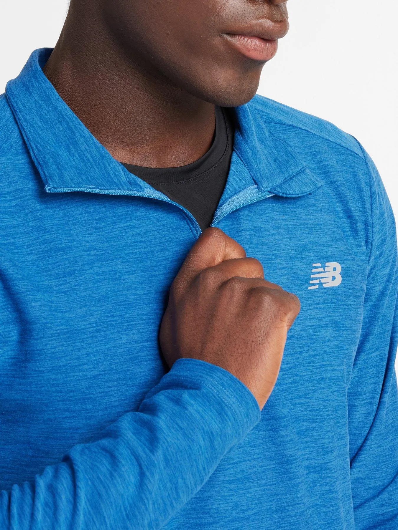 New Balance Mens Running Space Dye 1/4 Zip - Blue