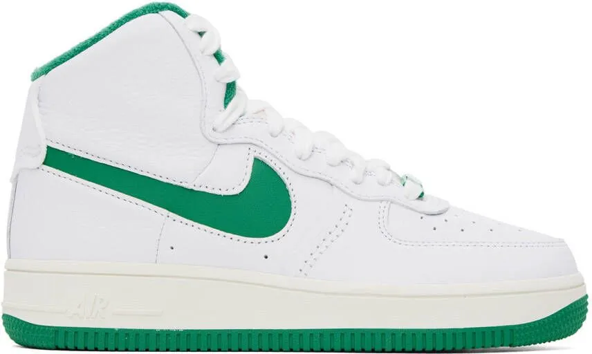 Nike White & Green Air Force 1 Sculpt Sneakers