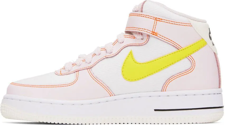 Nike White & Pink Air Force 1 '07 Mid Sneakers