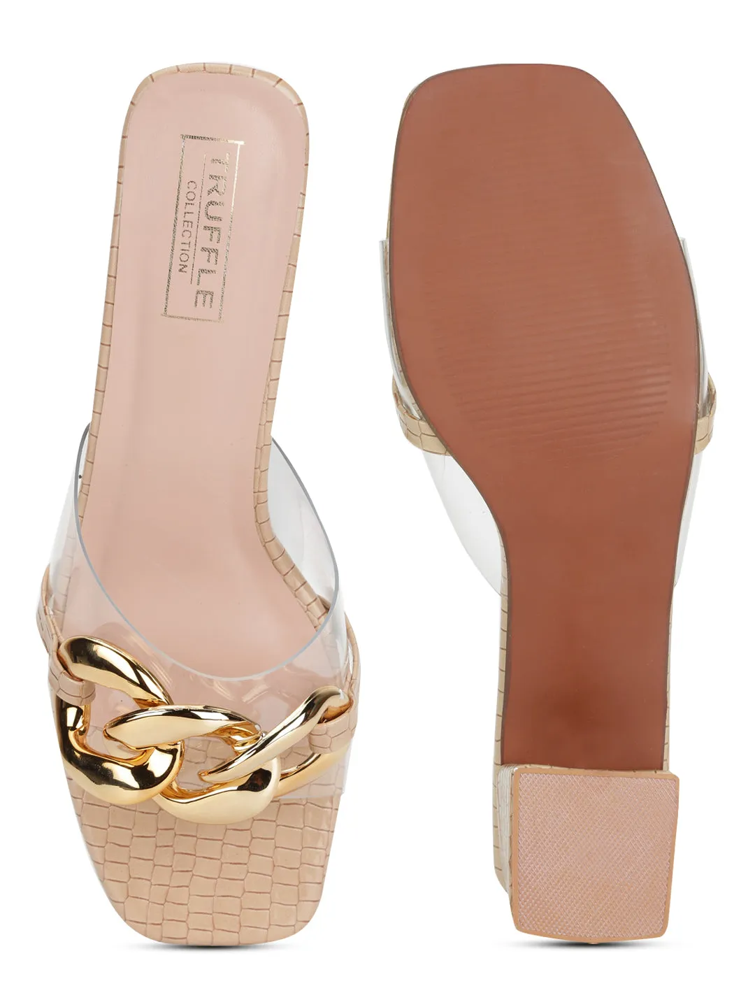 Nude Croc PU Chained Perspex Clear Block Mules (TC-SLC-N1122-NUD)