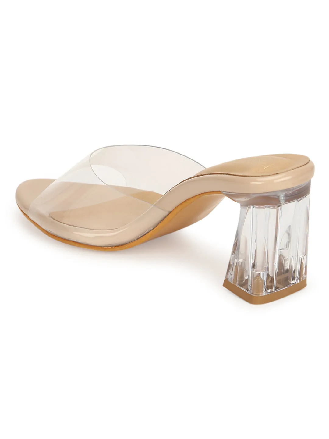 Nude Patent Perspex Clear Slim Block Mules (TC-SLC-A1-NUD)