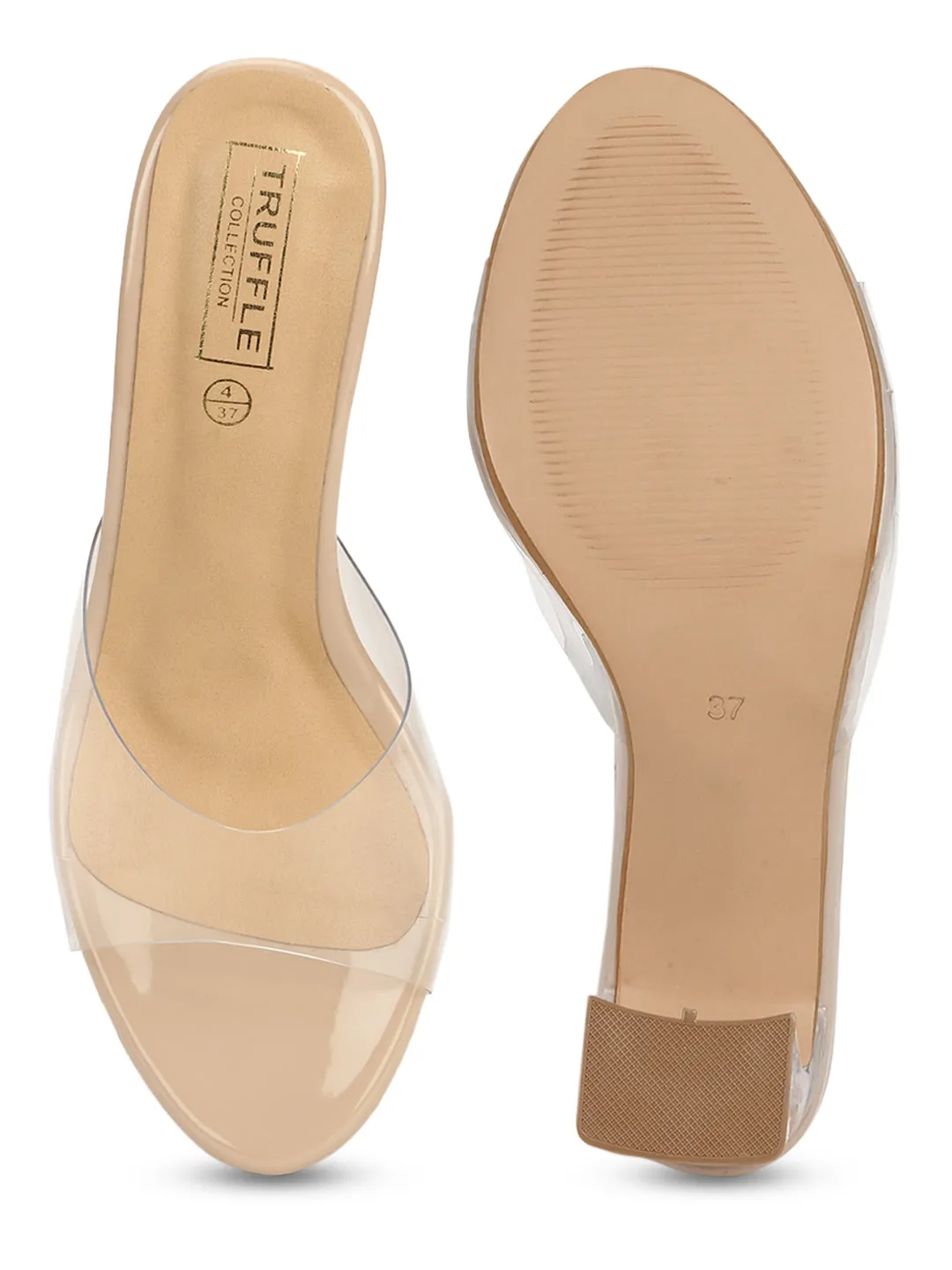 Nude Patent Perspex Clear Slim Block Mules (TC-SLC-A1-NUD)