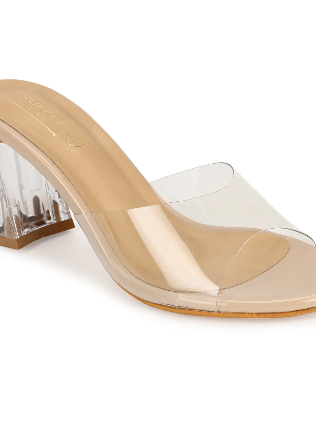 Nude Patent Perspex Clear Slim Block Mules (TC-SLC-A1-NUD)