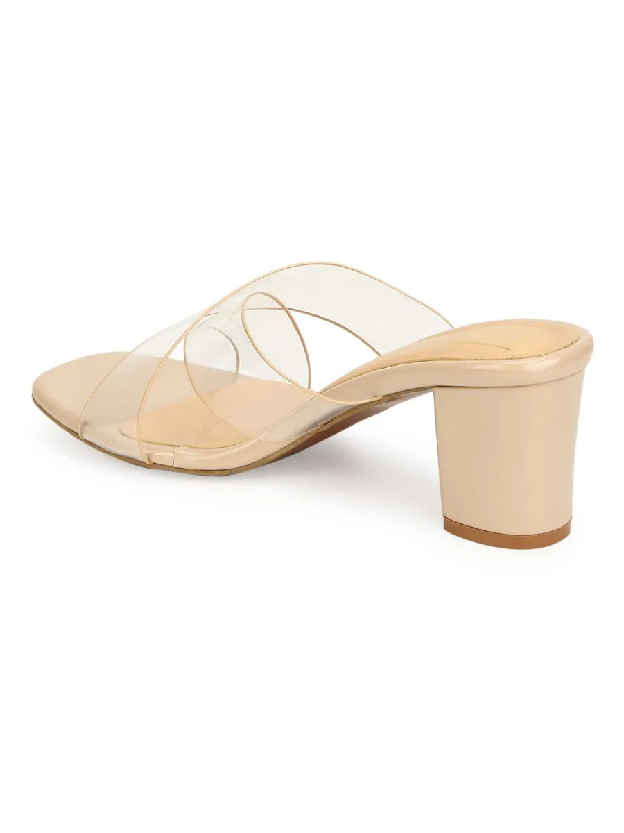 Nude Patent Perspex Clear Strap Mules