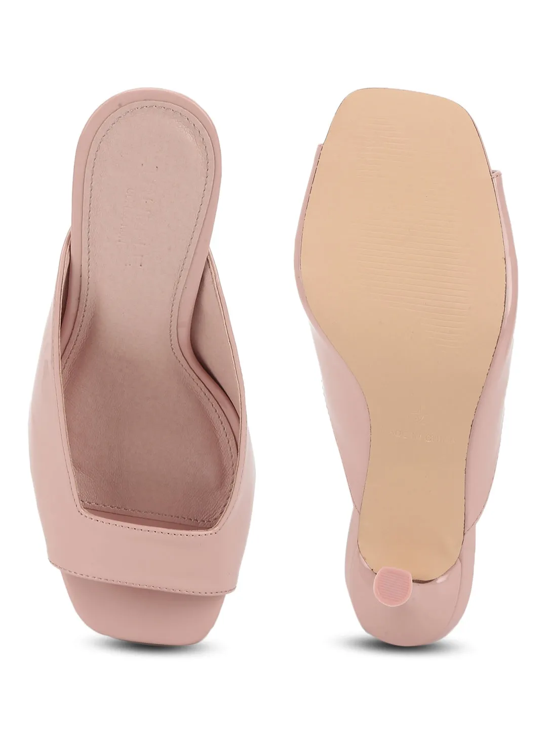 Nude Patent PU Slip On Mules