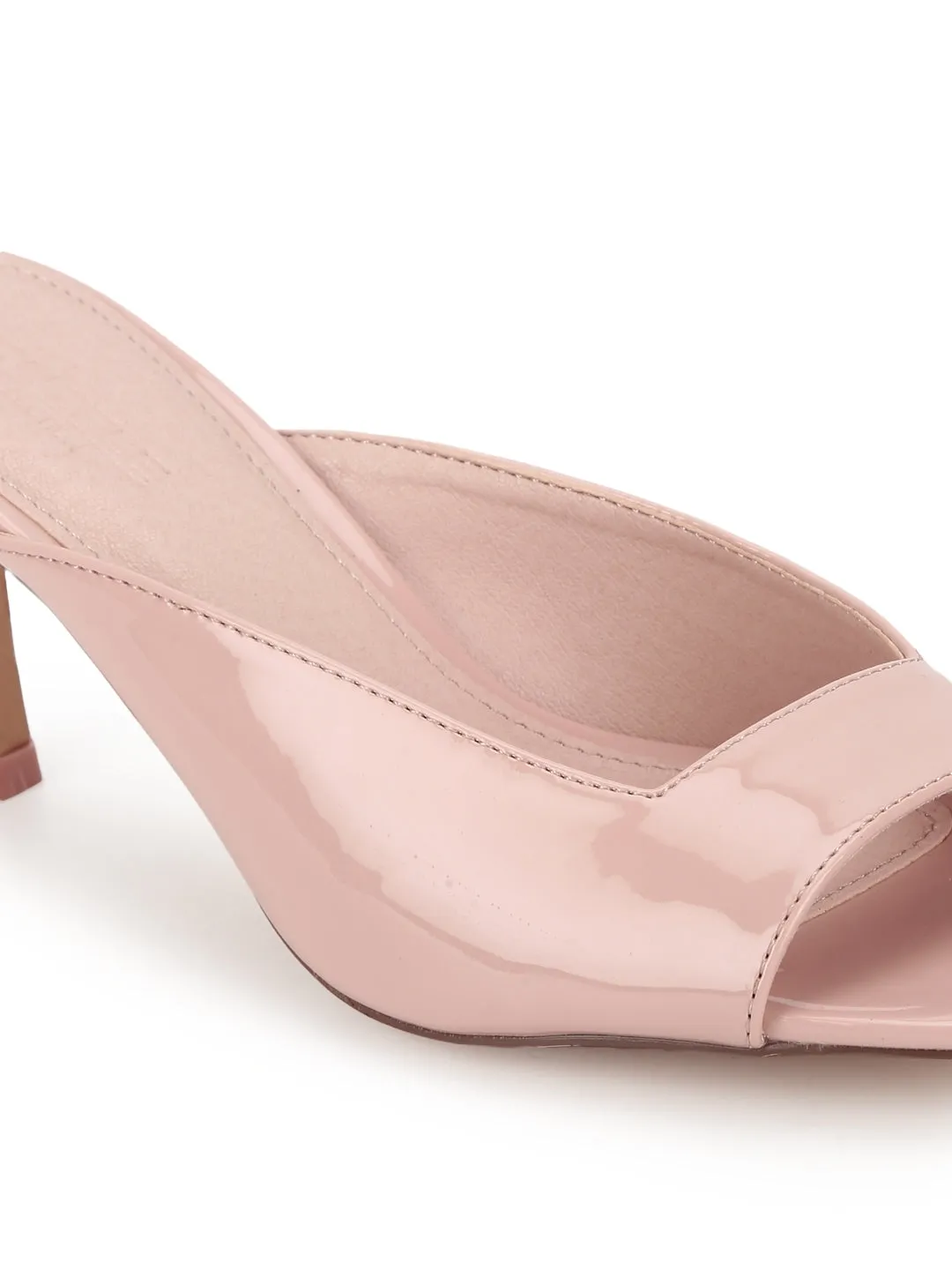 Nude Patent PU Slip On Mules