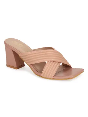 Nude PU Crossover Strap Block Mules (TC-SLC-V112-NUD)