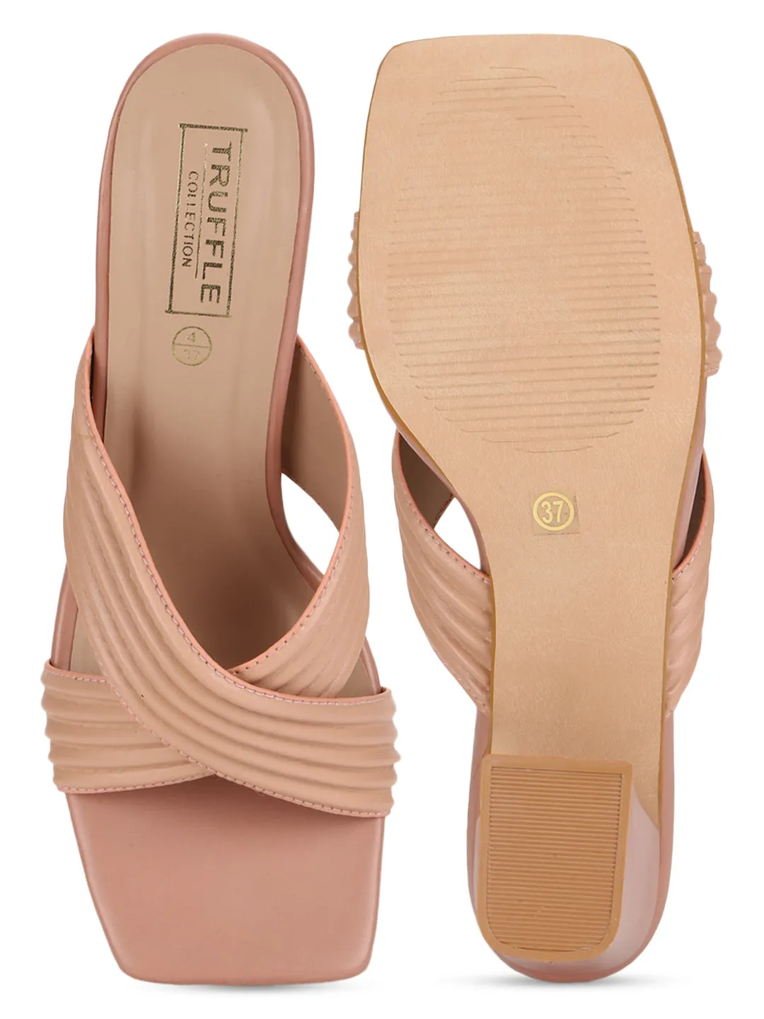 Nude PU Crossover Strap Block Mules (TC-SLC-V112-NUD)