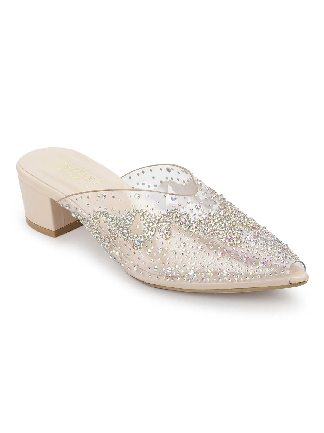 Nude PU Diamante Block Mules (TC-SLC-BL107-NUD)