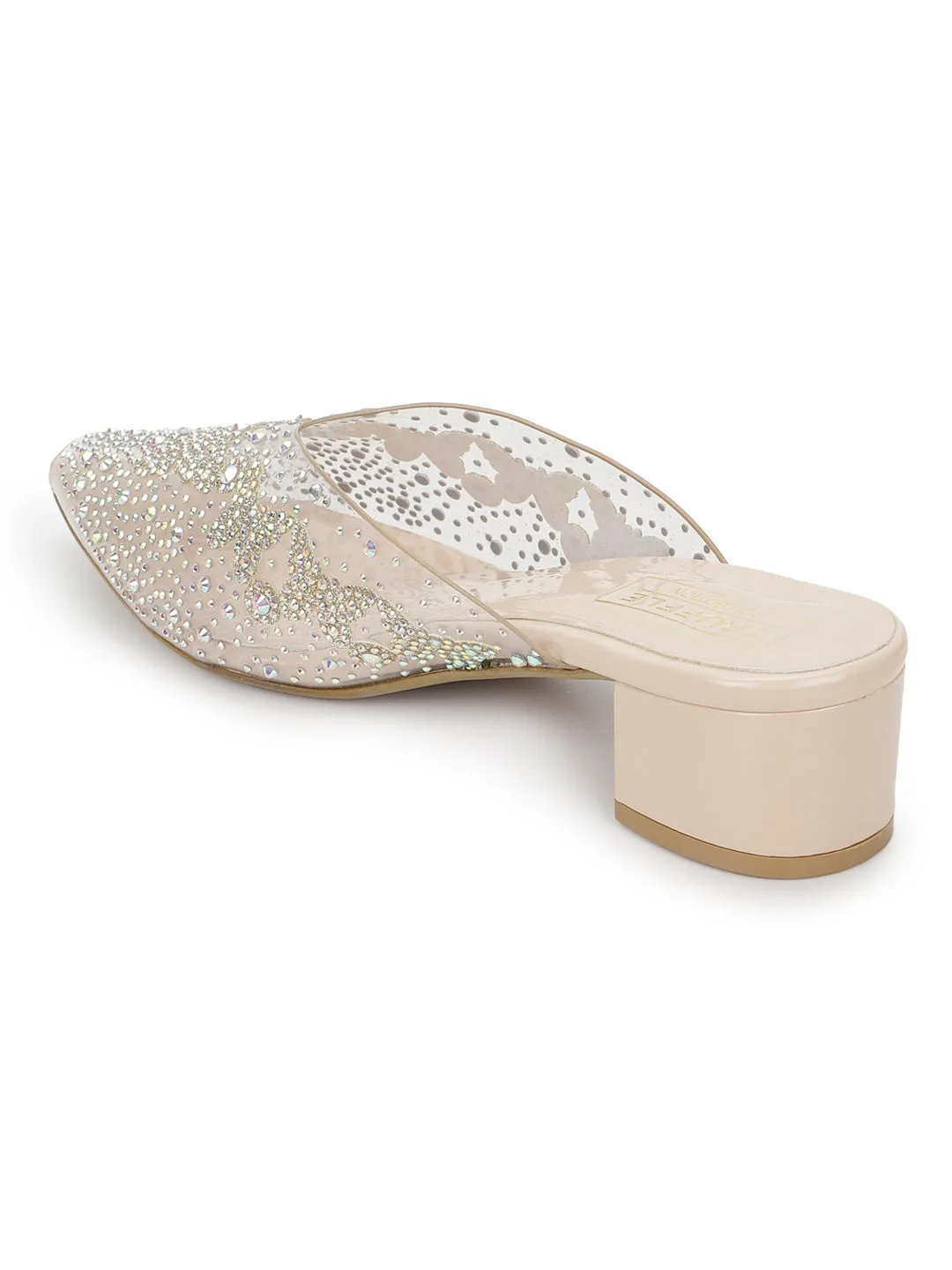 Nude PU Diamante Block Mules (TC-SLC-BL107-NUD)