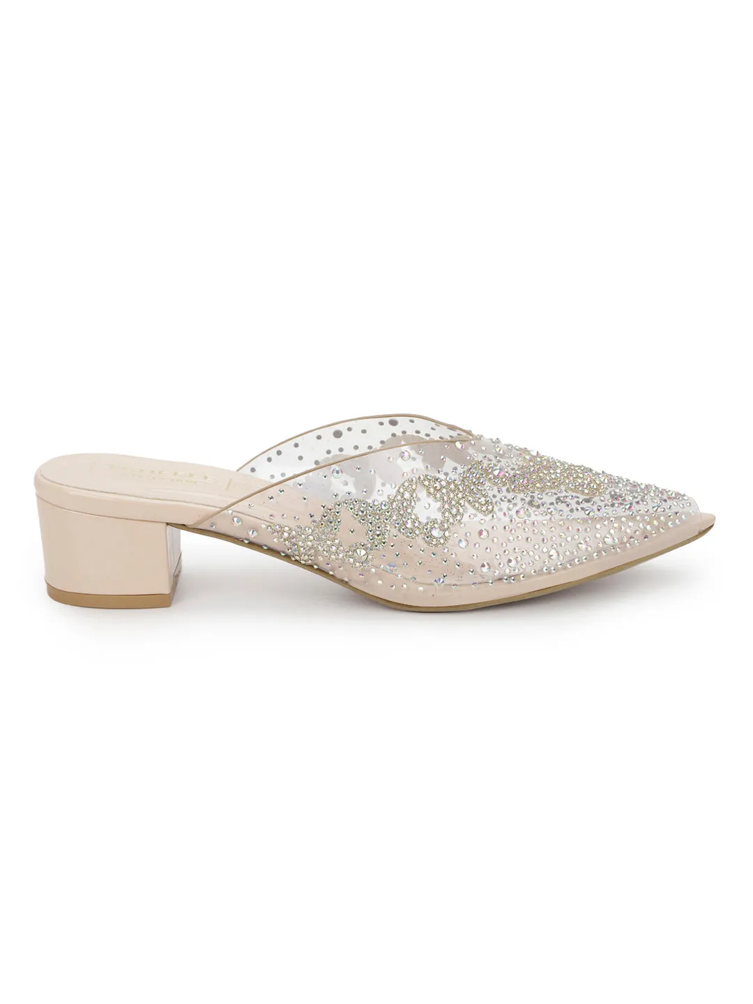 Nude PU Diamante Block Mules (TC-SLC-BL107-NUD)