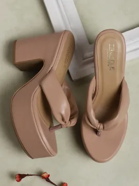 Nude PU Flip Flop High Block Heel Mules (TC-ST-1256-NUD)