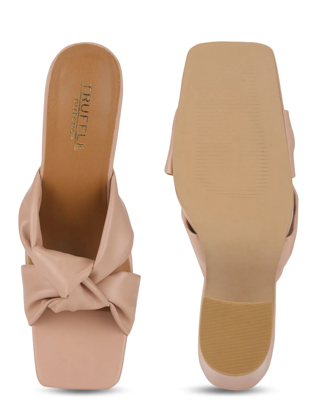 Nude PU Knotted Strap Block Heel Mules (TC-ST-1236-NUDPU)