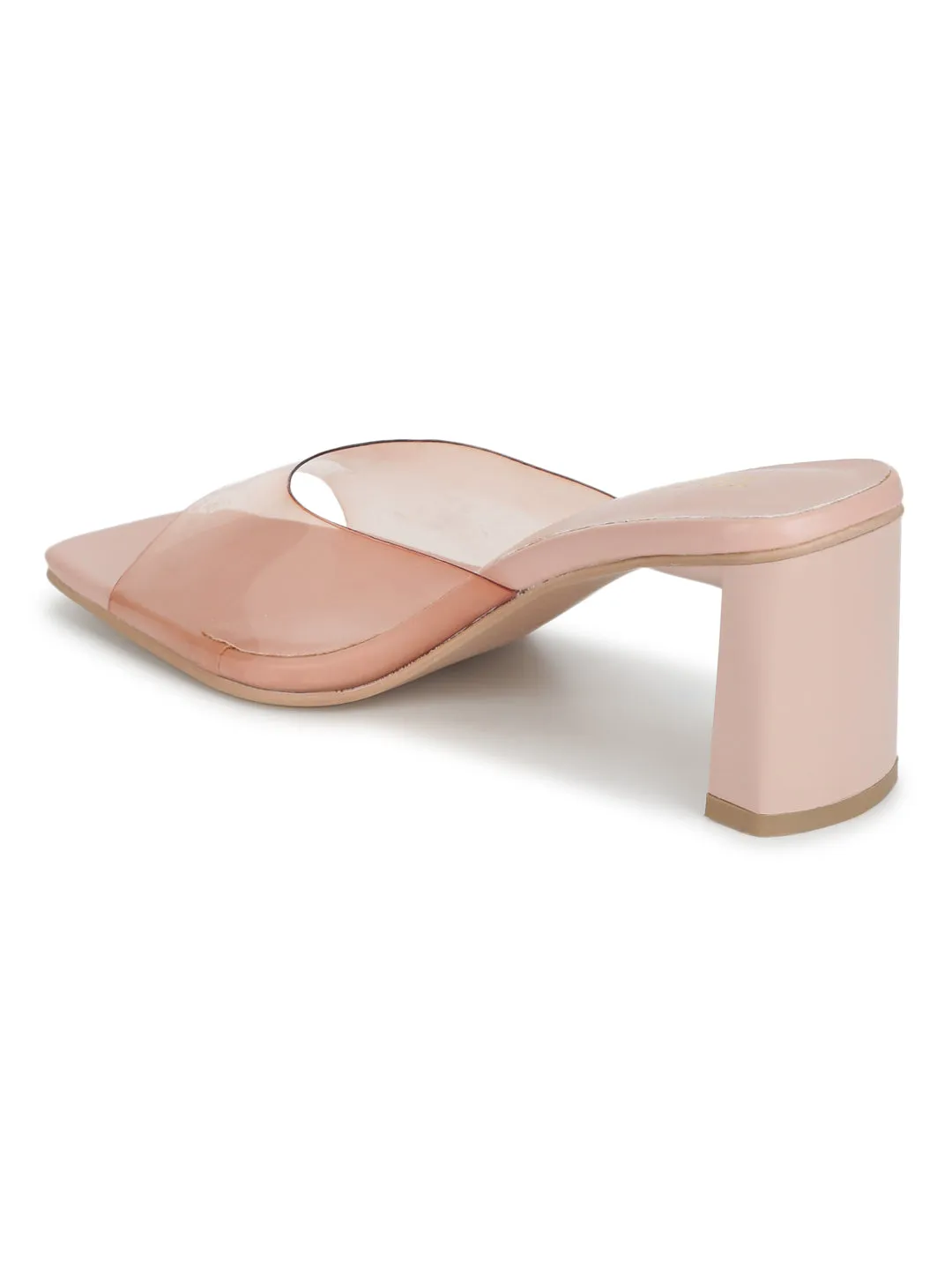 Nude PU Perspex Clear Block Mules (TC-ST-1228-NUDPU)