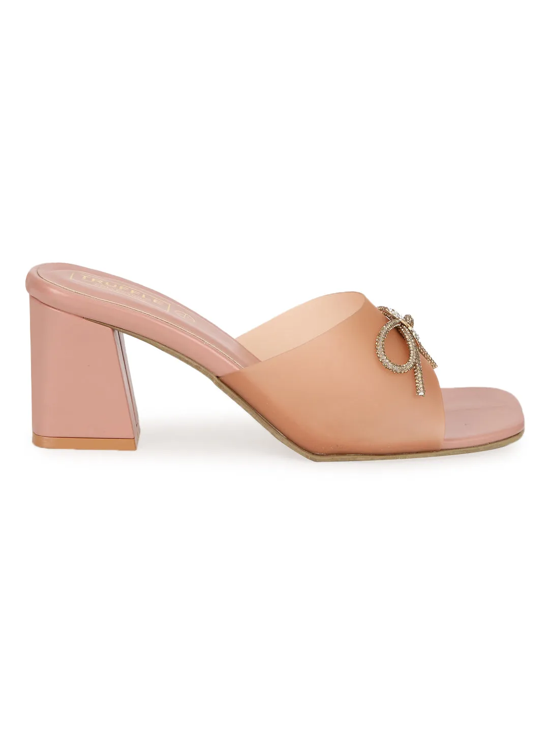 Nude PU Perspex Diamante Bow Clear Mules (TC-SLC-R551-NUD)