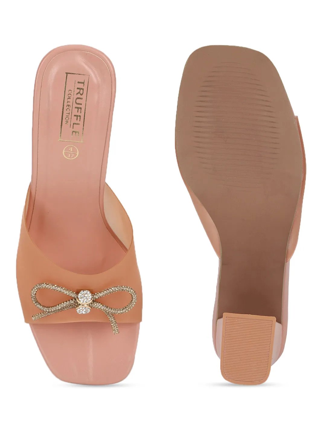 Nude PU Perspex Diamante Bow Clear Mules (TC-SLC-R551-NUD)