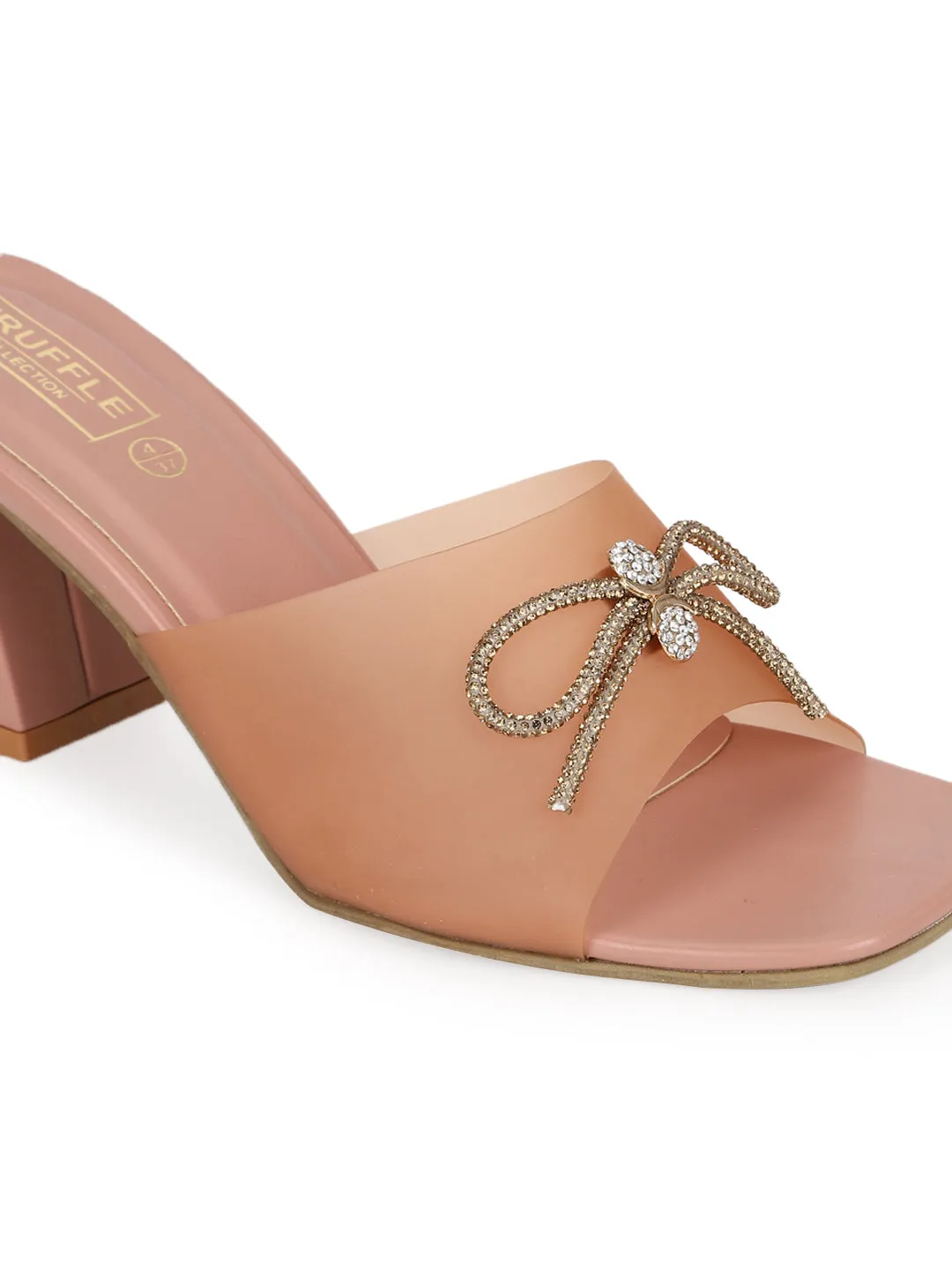 Nude PU Perspex Diamante Bow Clear Mules (TC-SLC-R551-NUD)