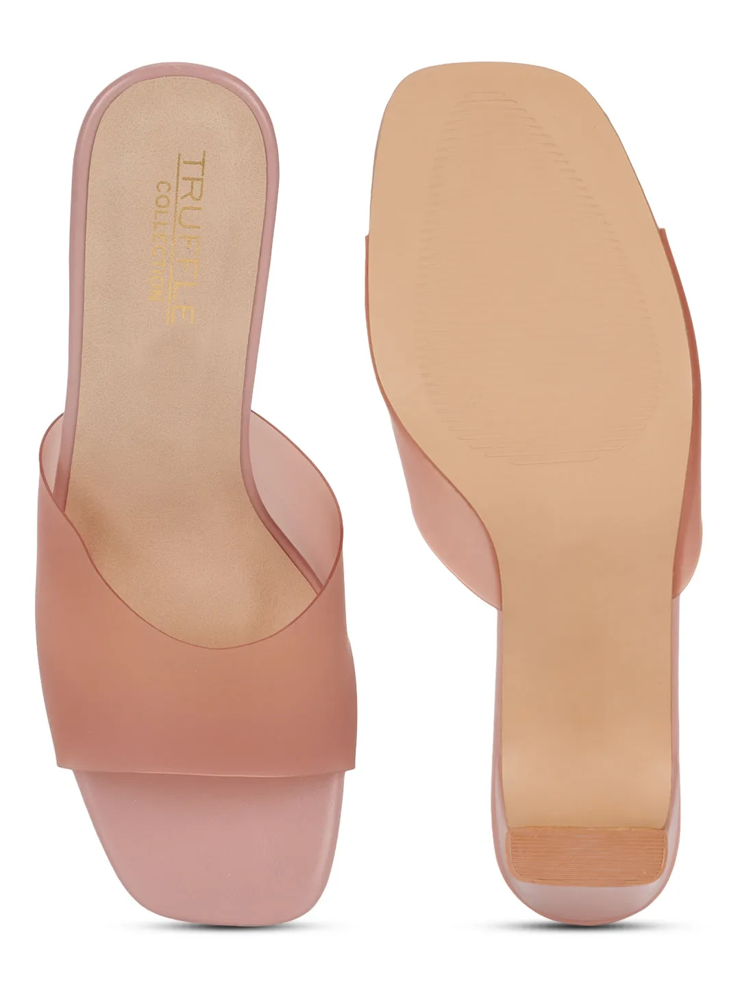 Nude PU Perspex Slim Block Heel Clear Mules (TC-SLC-B-74-NUD)