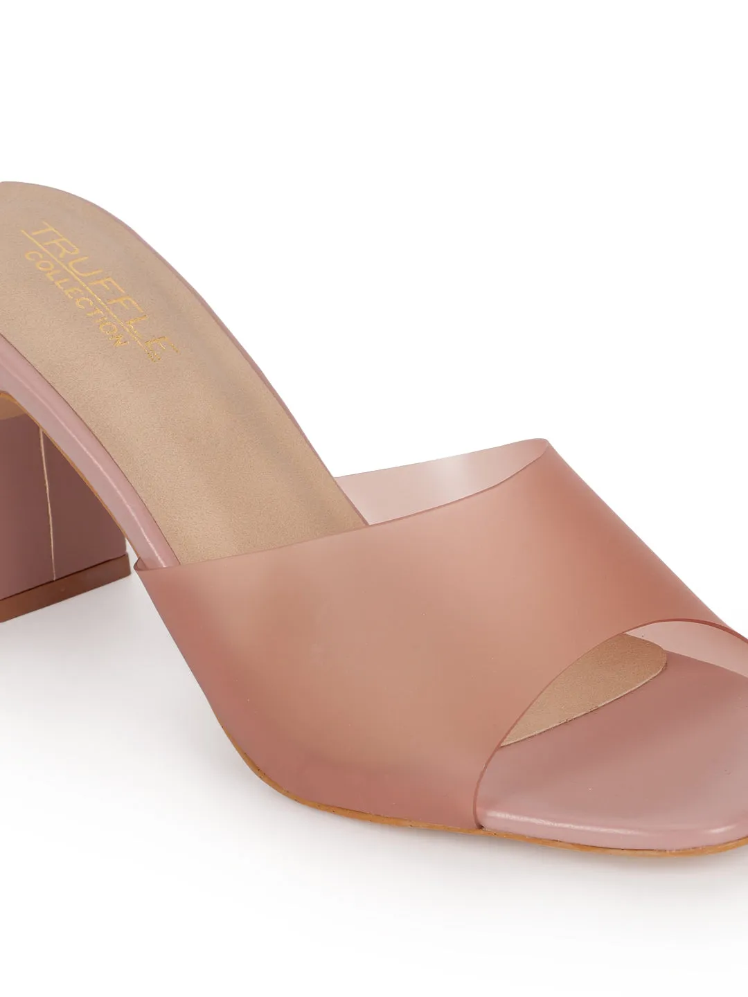 Nude PU Perspex Slim Block Heel Clear Mules (TC-SLC-B-74-NUD)