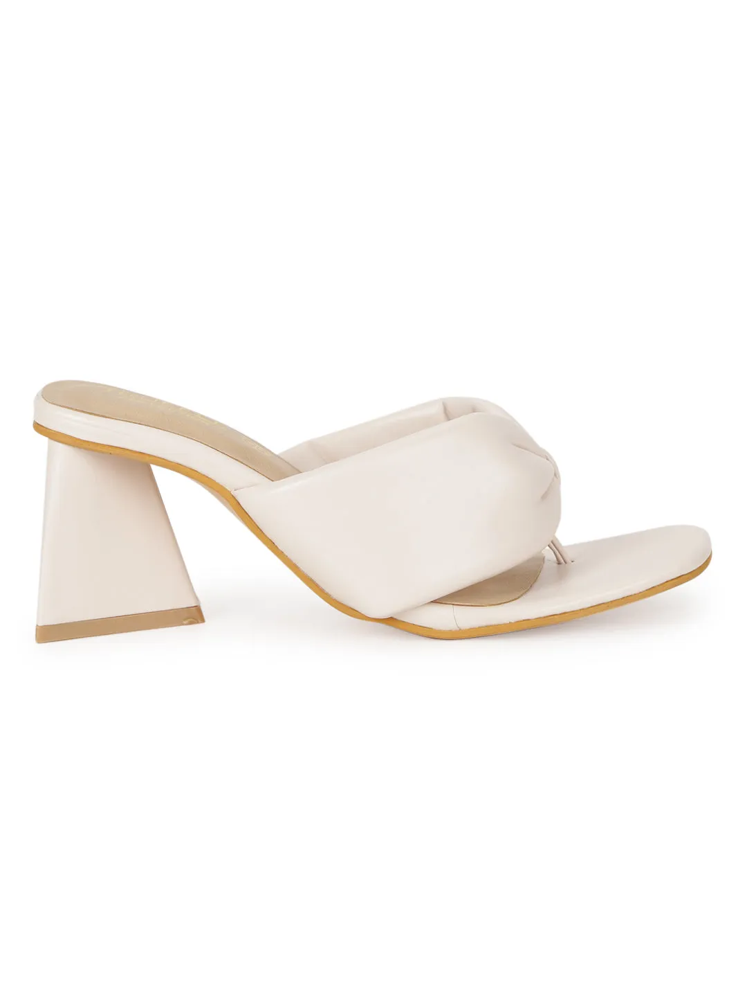 Nude PU Triangular Block Heel Mules (TC-SLC-B-75-NUD)