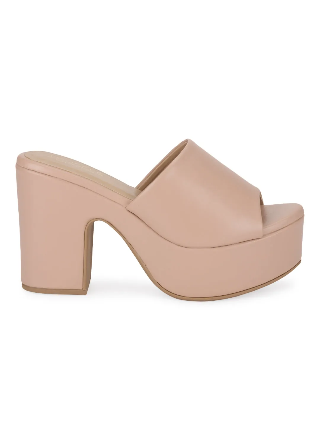 Nude PU Wide Strap High Block Heel Mules (TC-ST-1255-NUD)