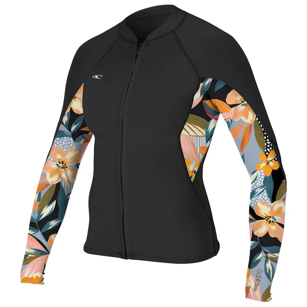 O'Neill Womens Bahia 1/0.5mm Wetsuit Jacket - Blk/Demifloral/Blk