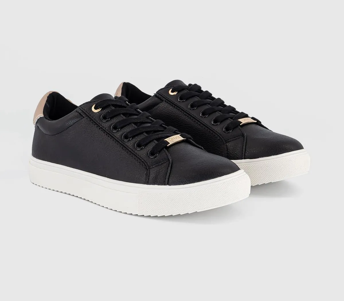 OFFICE Famed Lace Up Cup Sole Trainers Black