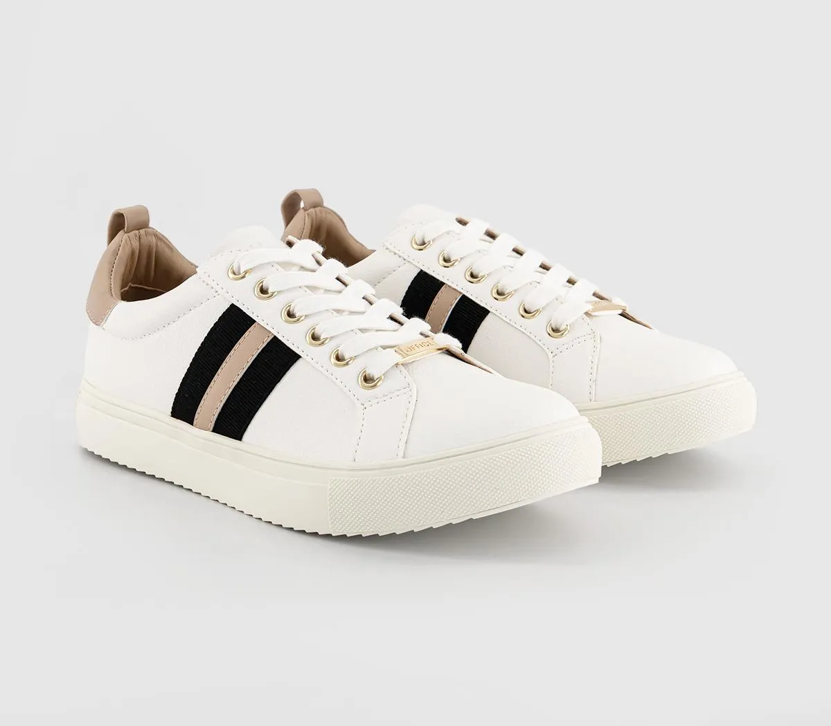 OFFICE Tara Lace Up Cup Sole Trainers White