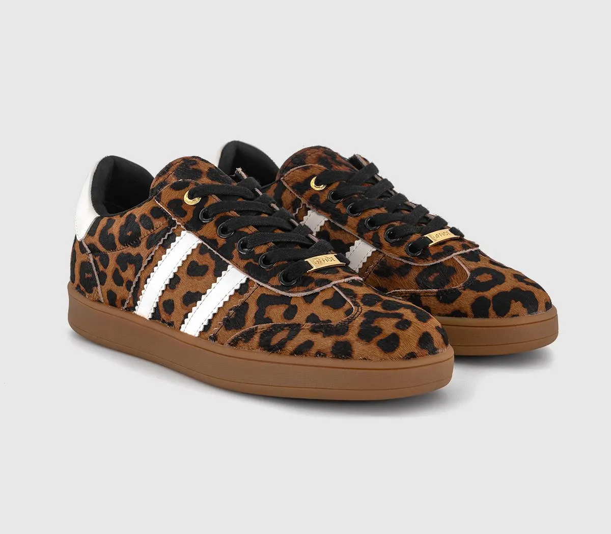 OFFICE Truffle Mix Material Cup Sole Trainers Leopard