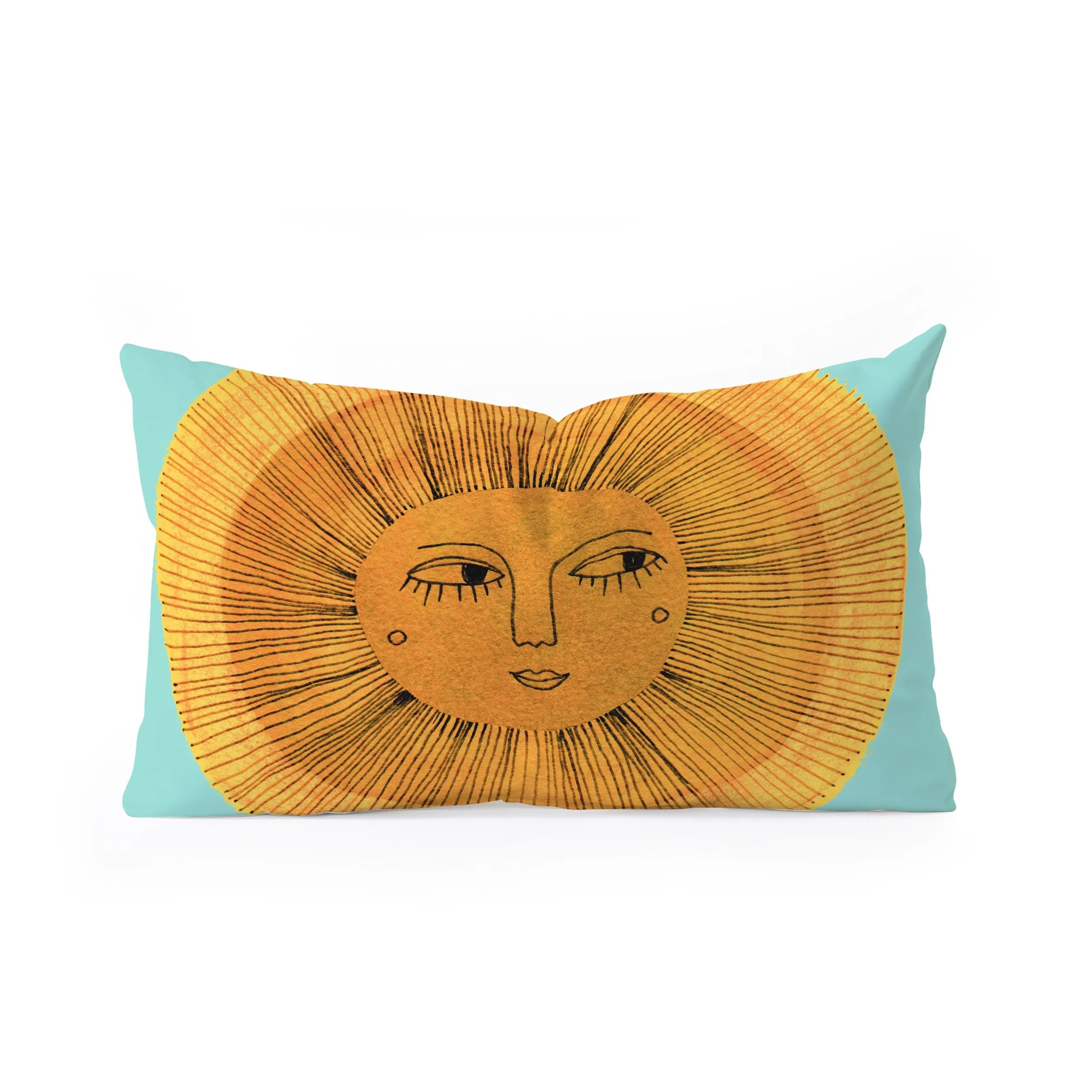 Ole Turquoise Sunshine Oblong Throw Pillow (DS)