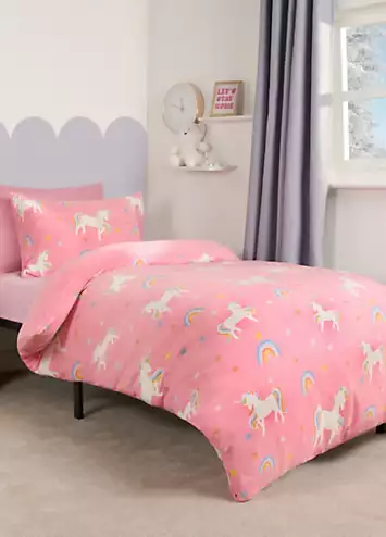 Online Home Shop Kids Unicorn Printed Fleece Duvet Cover Set | Kaleidoscope