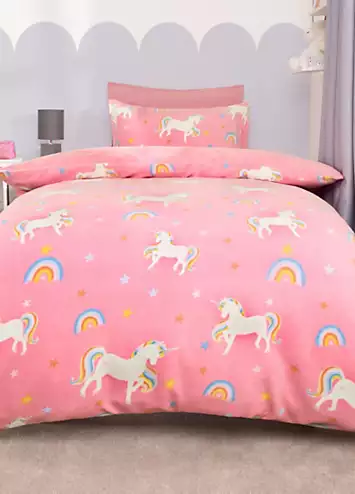 Online Home Shop Kids Unicorn Printed Fleece Duvet Cover Set | Kaleidoscope