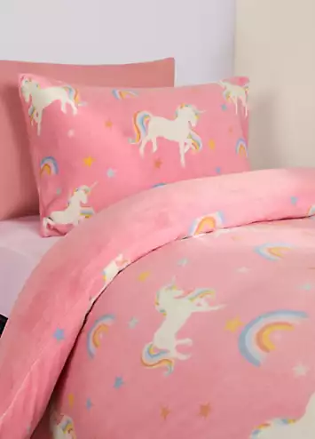 Online Home Shop Kids Unicorn Printed Fleece Duvet Cover Set | Kaleidoscope