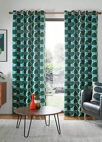 Orla Kiely Jade Block Stem Pair of Lined Eyelet Curtains | Kaleidoscope