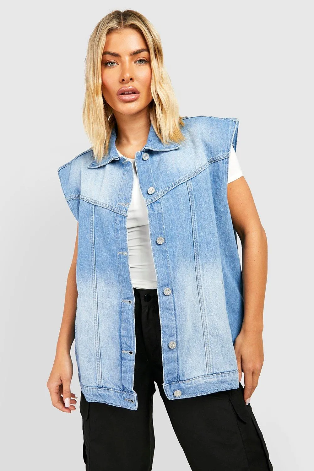 Oversized Cargo Denim Vest