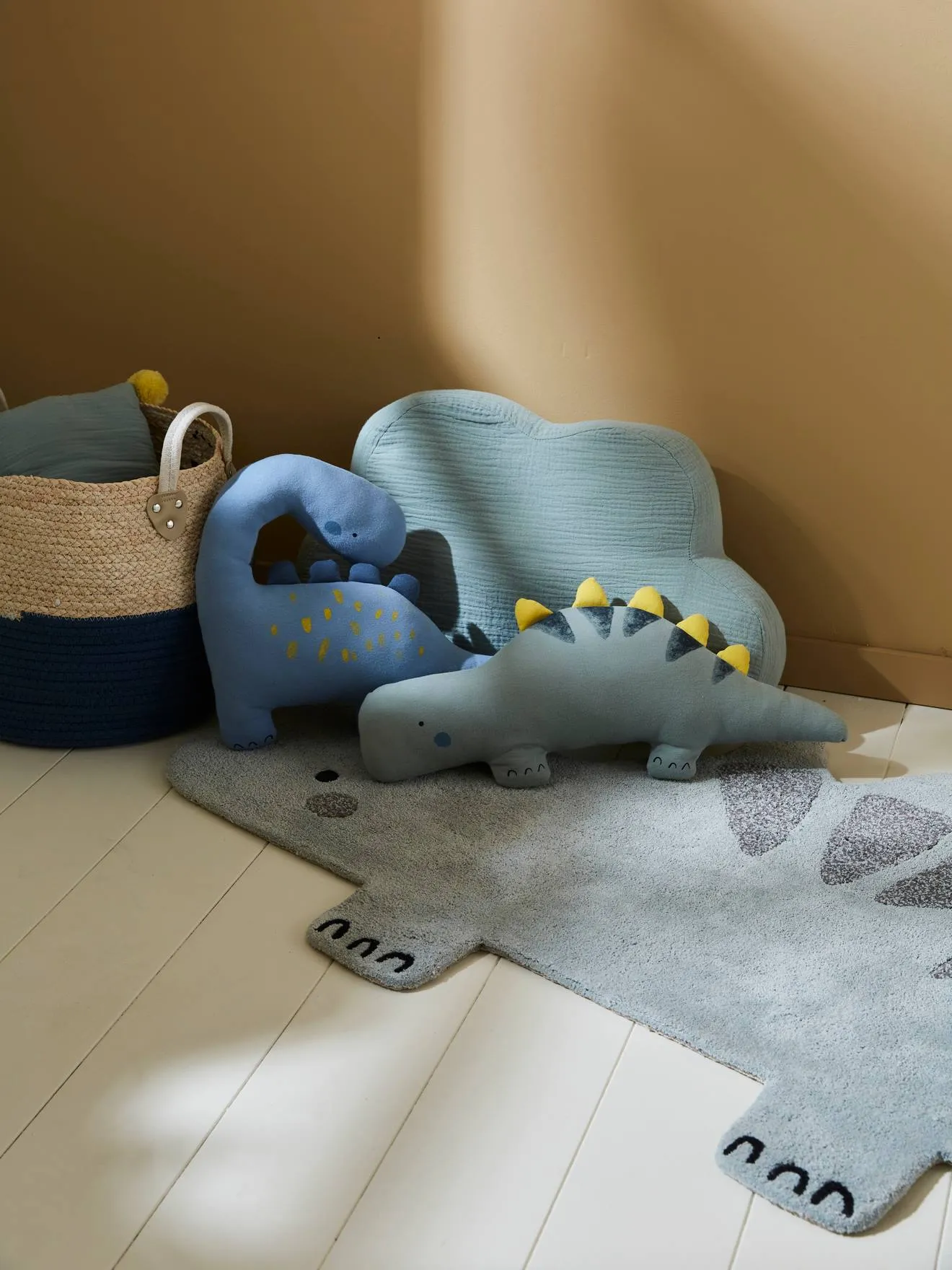 Pack of 2 Cushions, Little Dino Theme - blue