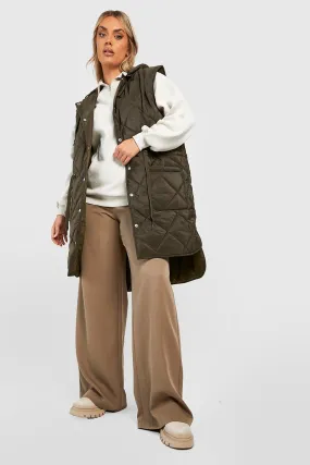 Plus Longline Quilted Belted Vest