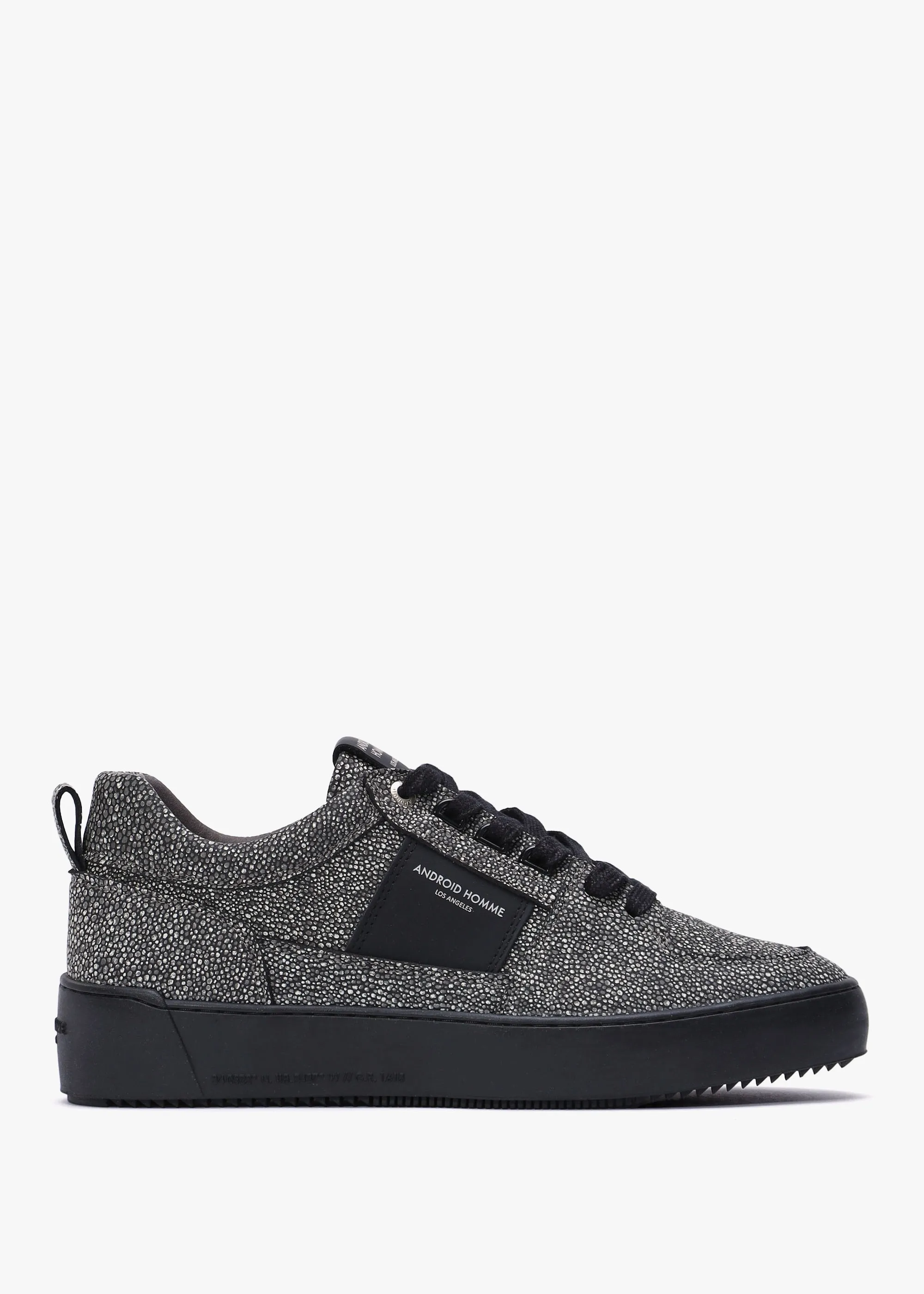 Point Dume Reflective Caviar Black Suede Low Top Trainers