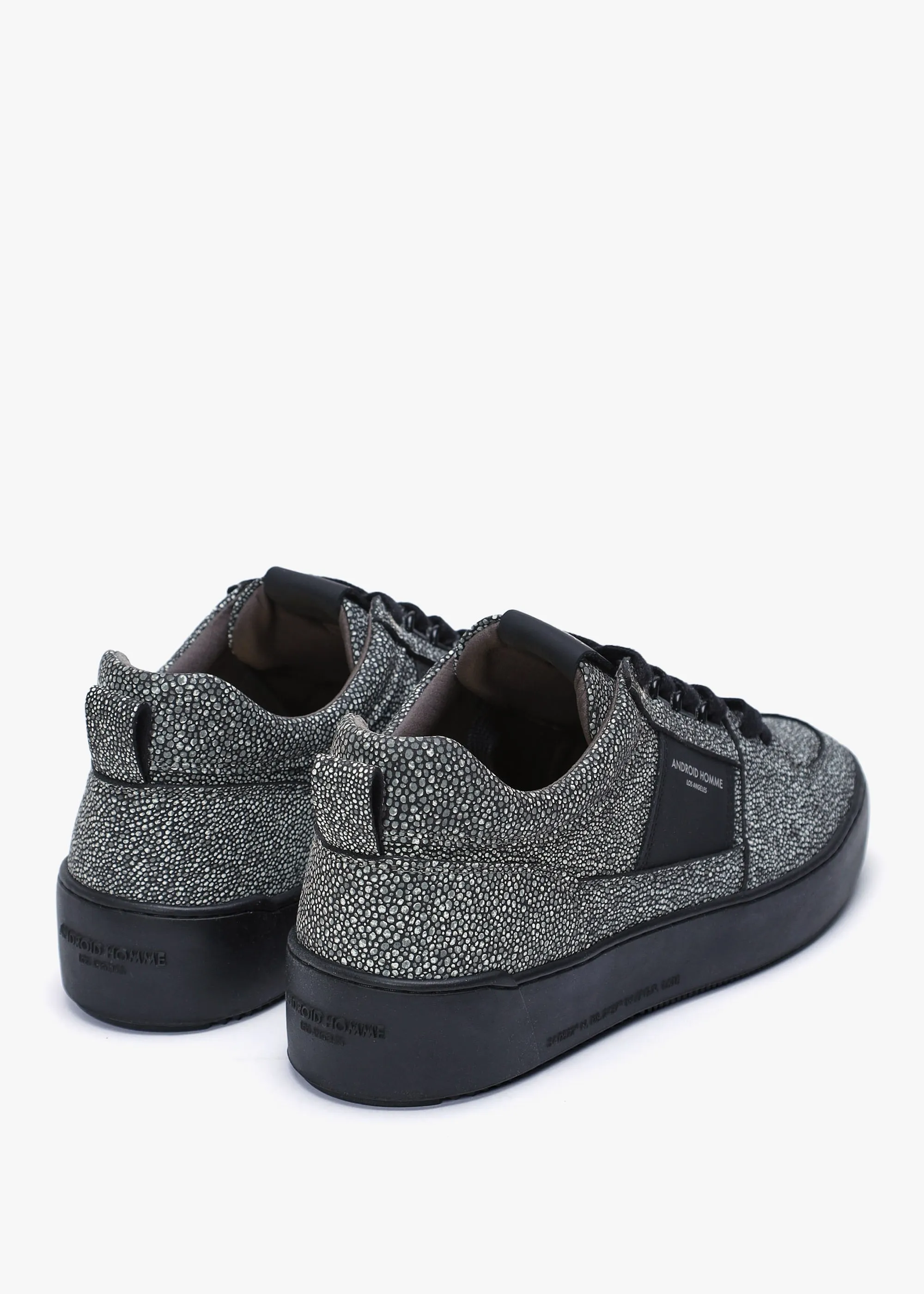 Point Dume Reflective Caviar Black Suede Low Top Trainers