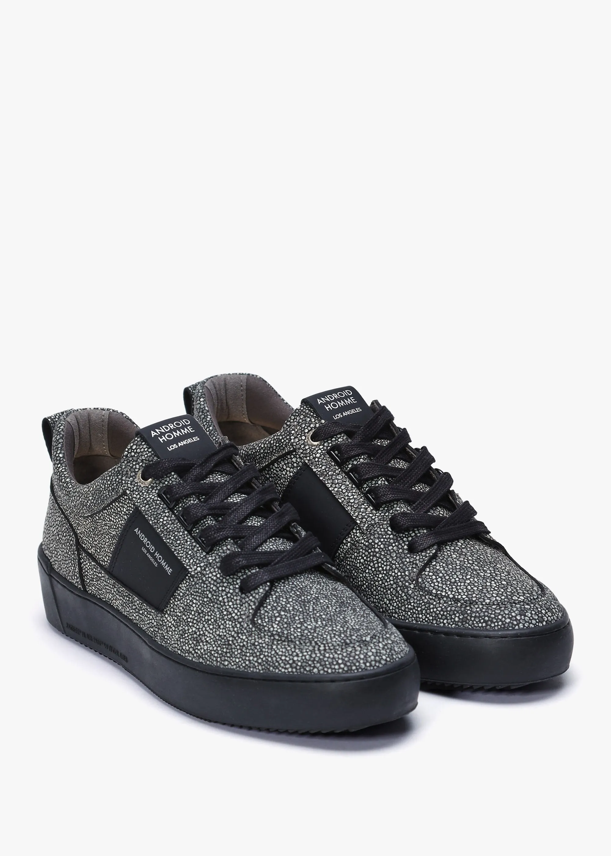 Point Dume Reflective Caviar Black Suede Low Top Trainers