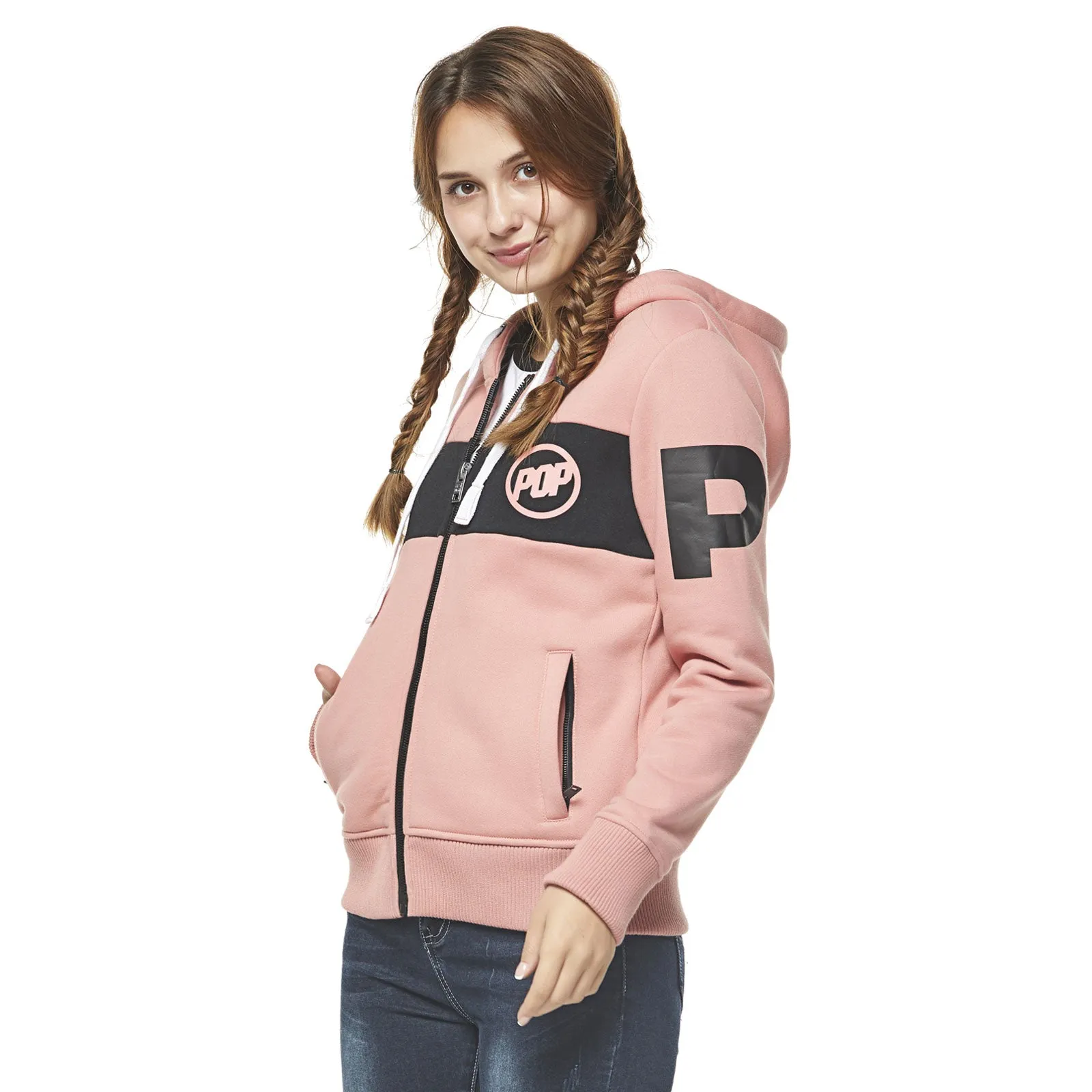 Pop Band Zip-up Hoodie - Pink