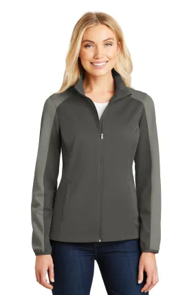 Port Authority Ladies Active Colorblock Soft Shell Jacket L718 Grey Steel/ Rogue Grey