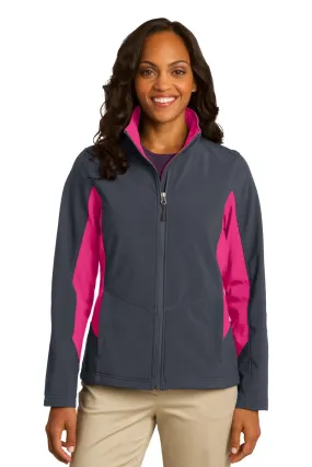 Port Authority Ladies Core Colorblock Soft Shell Jacket L318 Battleship Grey/ Dark Rose