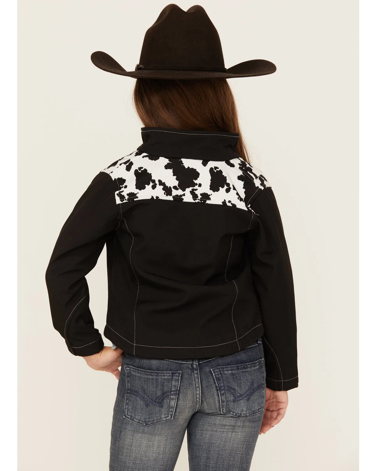 Product Name:  Cowgirl Hardware Girls' Cow Print Yoke Poly Shell Jacket