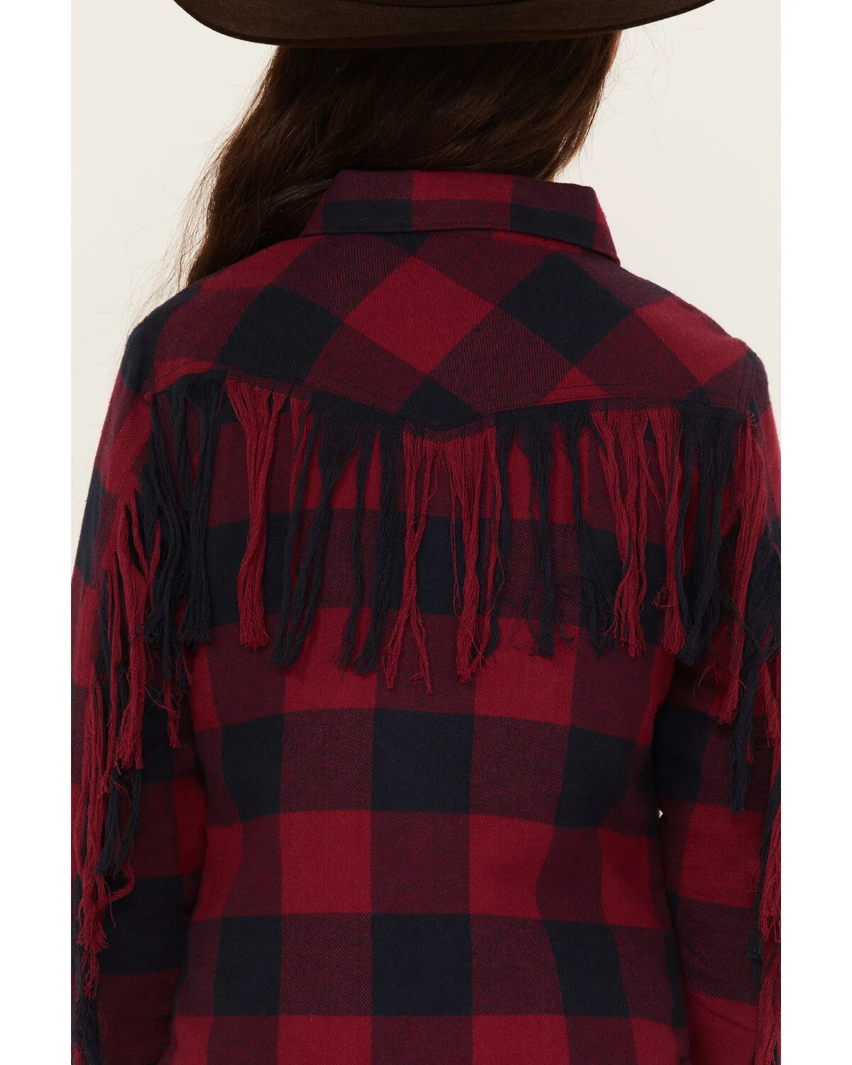 Product Name:  Cruel Girl Girls' Plaid Print Fringe Snap Jacket