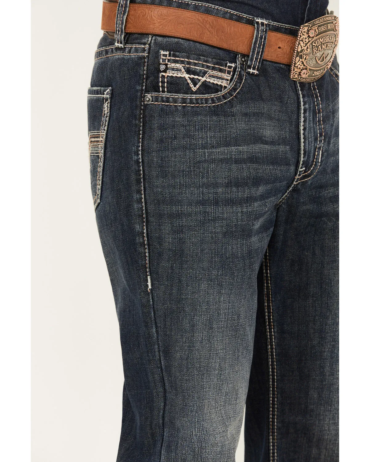 Product Name:  Rock & Roll Denim Men's Double Barrel Dark Vintage Wash Relaxed Straight Rigid Denim Jeans